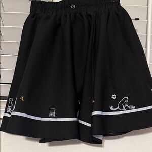 Black Cat Print Kids Skirt